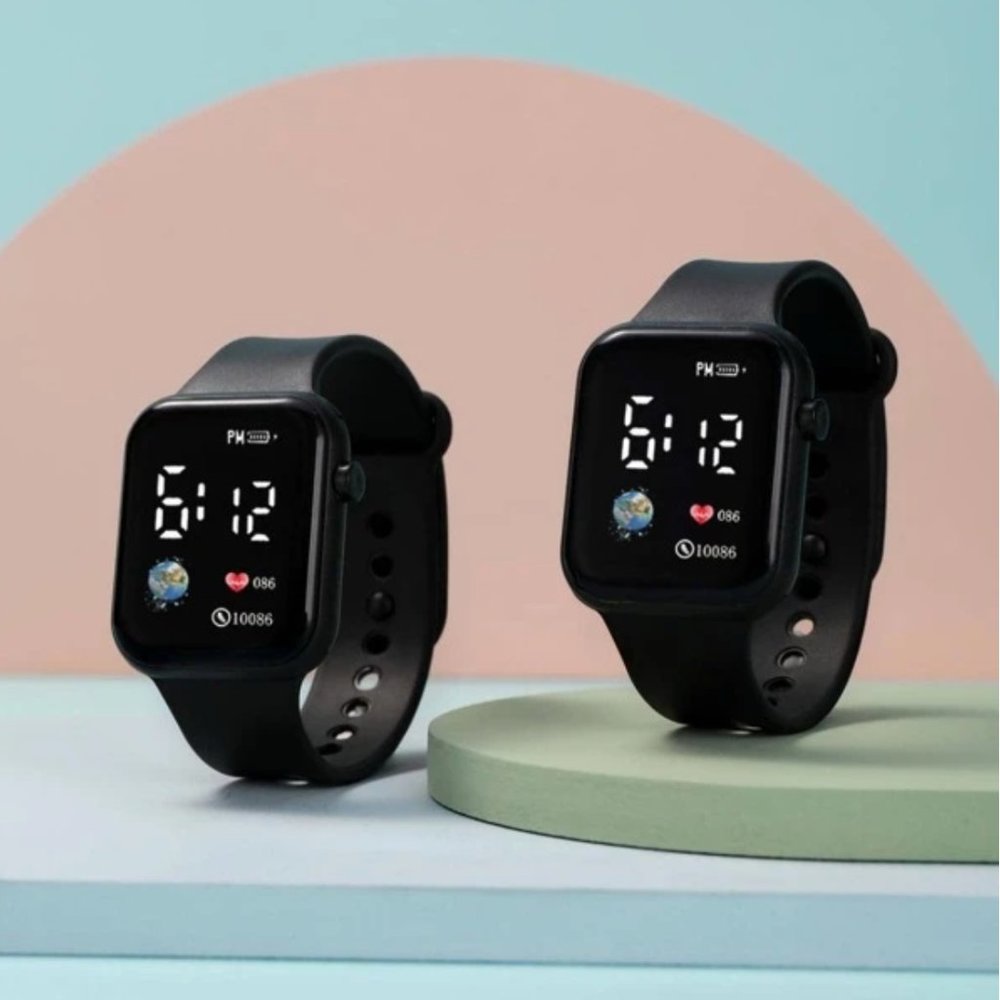 NIB Rohs Digital LED Watch Large Face Silicone Band Water Resistant stop…